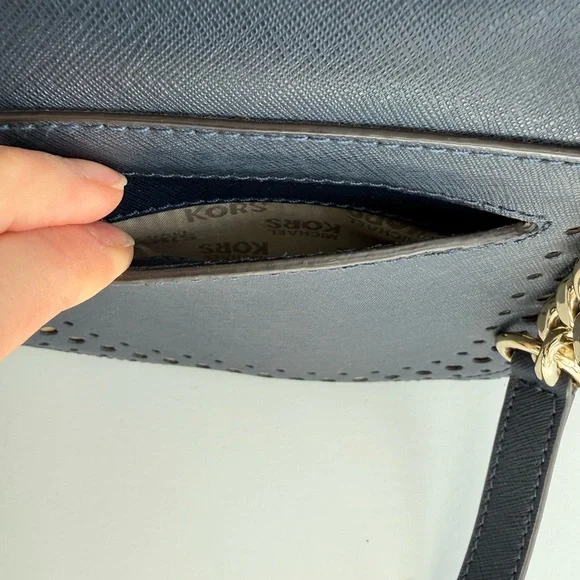 Michael Kors Dark Midnight Blue Navy Crossbody Bag with Gold Accents - Picture 6 of 8